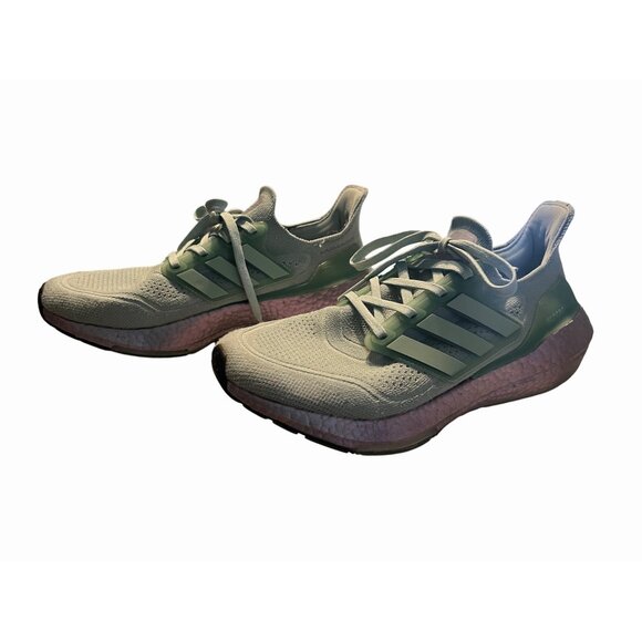 ADIDAS ULTRABOOST 21 RUNNING SHOES-HAZY GREEN-WOMEN'S 9.5 - Picture 14 of 15